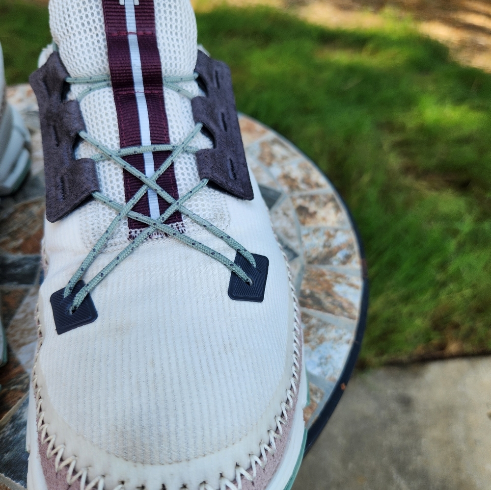 On Running White, Light Pink & Navy Athletic Shoes - Picture 4 of 12